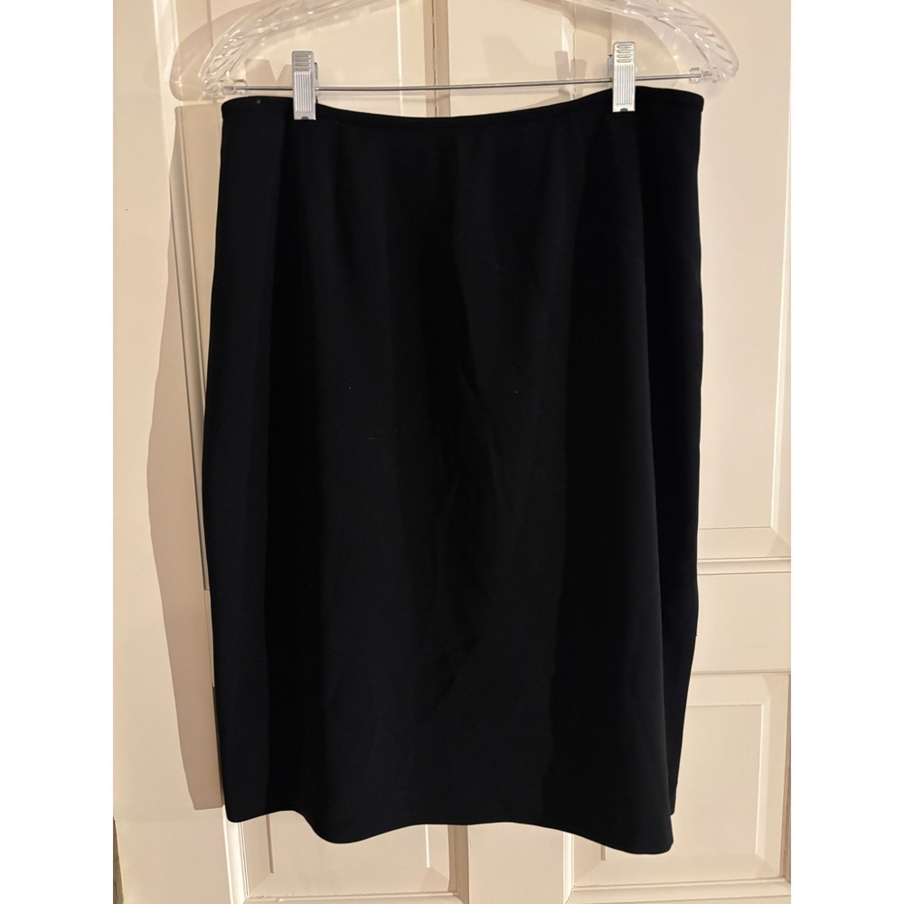 Kasper ASL Petite Black Pencil Skirt Pink Contrast Slit Size 12P Knee Length